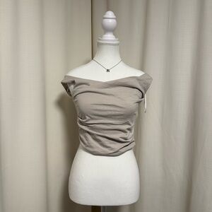 Zara Beige Pink Off-Shoulder Beige Top
